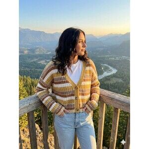 Forever 21 Retro Striped Cropped Cardigan, Size M ,  Pre-owned / No Flaws